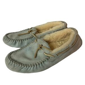 UGG  Women’s Dakota Shearling Lined Moccasin Slippers Blue Suede Sz US 9 EU 40
